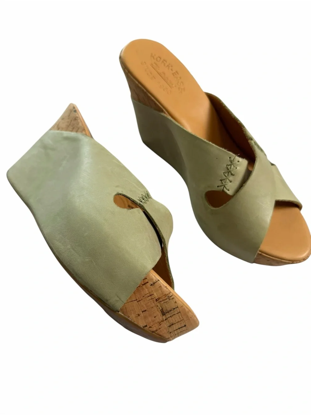 Kork-Ease Leather Wrap Platform Wedge criss cross sandal size 10